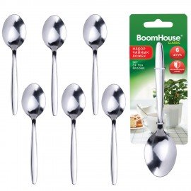 Ложки чайные CLASSIC, НАБОР 6 шт, на подвесе, нержавеющая сталь, серебристые, BOOMHOUSE (БУМХАУС), 702282