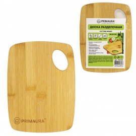 Доска разделочная бамбук, 20х15х1 см, отверстие для подвеса, PRIMAURA CLASSIC, 702341