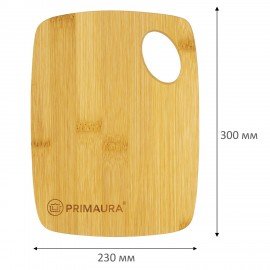 Доска разделочная бамбук, 20х15х1 см, отверстие для подвеса, PRIMAURA CLASSIC, 702341