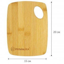 Доска разделочная бамбук, 20х15х1 см, отверстие для подвеса, PRIMAURA CLASSIC, 702341