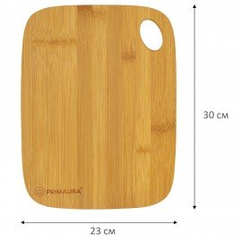 Доска разделочная бамбук, 30х23х1 см, отверстие для подвеса, PRIMAURA CLASSIC, 702342