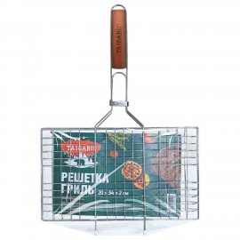 Решетка-гриль универсальная, 47х(20х34х2см), СРЕДНЯЯ, хромированная, TAIGARU, 702549