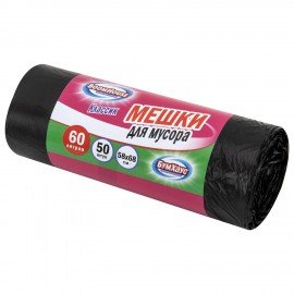 Мешки для мусора 60л черные в рулоне 50 штук, ПНД 9 мкм, 58x68см, серия Classic, BOOMHOUSE, 702661