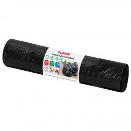 Мешки для мусора 120л черные в рулоне 10 штук особо прочные, ПВД 65 мкм, 70x110см, LAIMA, 702672