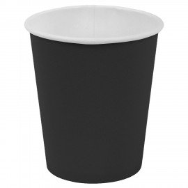 Стакан одноразовый бумажный 250/273мл d-80мм черный КОМПЛЕКТ 1000шт, хол/гор, WELDAY, 702691