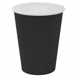 Стакан одноразовый бумажный 350/410мл d-90мм черный КОМПЛЕКТ 1000шт, хол/гор, WELDAY, 702692