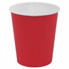 Стакан одноразовый бумажный 250/273мл d-80мм красный КОМПЛЕКТ 1000шт, хол/гор, WELDAY, 702693