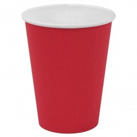 Стакан одноразовый бумажный 350/410мл d-90мм красный КОМПЛЕКТ 1000шт, хол/гор, WELDAY, 702694