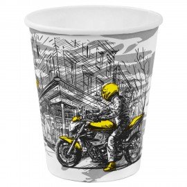 Стакан одноразовый бумажный 250/273мл d-80мм с печатью, ГОРОД, КОМПЛЕКТ 50шт, WELDAY, 702695