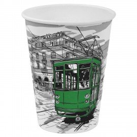 Стакан одноразовый бумажный 300/360мл d-90мм с печатью, ГОРОД, КОМПЛЕКТ 50шт, WELDAY, 702696