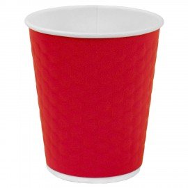 Стакан одноразовый бумажный 250/273мл d-80мм двухсл. "Соты" красный КОМПЛЕКТ 50шт WELDAY, 702702