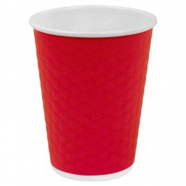Стакан одноразовый бумажный 250/273мл d-80мм двухсл. "Соты" красный КОМПЛЕКТ 50шт WELDAY, 702702