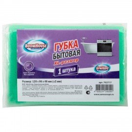 Губка бытовая ПРОФИЛЬНАЯ 12х8,6х4,8 см, XL размер, щадящий абразив, BOOMHOUSE (БУМХАУС), 702717