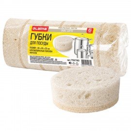 Губки для посуды 9,5х6,5х3,2 см, ОВАЛЬНЫЕ, КОМПЛЕКТ 6 штук, ПЕНОЭФФЕКТ, ПОРИСТЫЕ, "LATTE", LAIMA, 702720