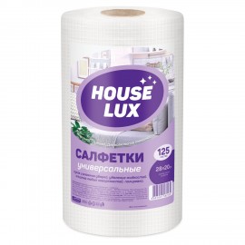 Салфетки универсальные в рулоне 125 шт, 28х20см, вискоза (спанлейс) 45г/м2, HOUSE LUX, ш/к 82539