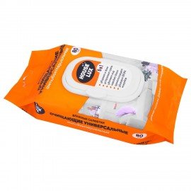 Салфетки влажные хозяйственные "УНИВЕРСАЛЬНЫЕ 6 в 1" 14,5х18см, антибак, 80 шт, HOUSE LUX, ш/к 82614, 10449