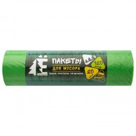 Мешки для раздельного сбора мусора 120л зеленые в рулоне 20шт ПВД 20мкм 70х110см РОМАШКА ЕЛР-ВР-120З