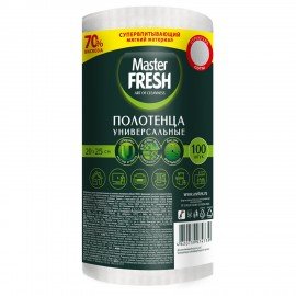 Универсальные полотенца в рулоне 100 шт., 21х25 см, 70% вискозы (спанлейс), Master FR