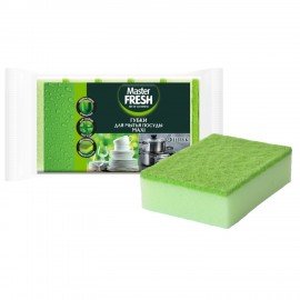 Губки для посуды 9,5х6,5 см MAXI, КОМПЛЕКТ 5шт., поролон/абразив, Master FRESH, ШК008