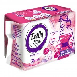 Прокладки женские гигиенические 8 шт., Emily STYLE Premium SUPER, УЛЬТРАТОНКИЕ, ш/к 8