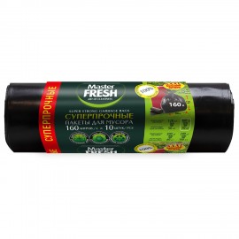 Мешки для мусора 160л, XXXL, суперпрочные, черные, 28 мкм, 10шт, Master FRESH, ШК0105