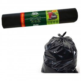 Мешки для мусора 200л, XXXL, суперпрочные, черные, 34 мкм, 10шт, Master FRESH, ШК3718