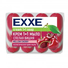 Мыло-крем туалетное 1+1 косметическое 300г EXXE КОМПЛЕКТ 4шт х75г, "Спелая вишня", шк 81423, С0007350