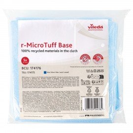Салфетки VILEDA "МикроТафф Бейс" КОМПЛЕКТ 5шт, микрофибра, синий, 36*36см, 174176