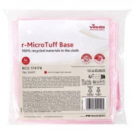 Салфетки VILEDA "МикроТафф Бейс" КОМПЛЕКТ 5шт, микрофибра, красный, 36*36см, 174178