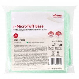Салфетки VILEDA "МикроТафф Бейс" КОМПЛЕКТ 5шт, микрофибра, зеленый, 36*36см, 174180