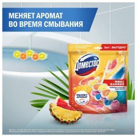 Блок туалетный подвесной твердый 2х50г+3х50г ДОМЕСТОС "Свежесть цитруса и Цветочный б