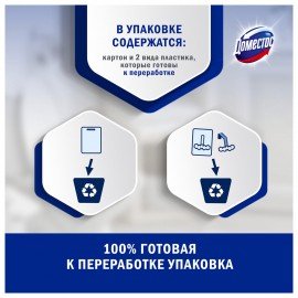 Блок туалетный подвесной твердый 2х55г ДОМЕСТОС Сила 5в1 "Ледяная магнолия", ш/к 8763