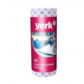 Салфетки ВИСКОЗНЫЕ, Премиум, 25х40см, РУЛОН 40шт, 60г/м2, YORK, 021100