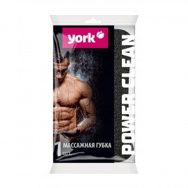 Губка для тела массажная, 16,4х9,3х5см, 18г/м3, европодвес, Black&White, YORK, 011080