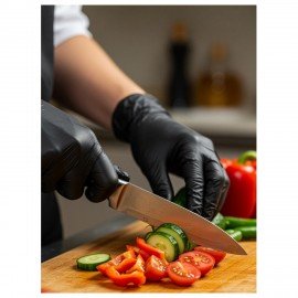 Перчатки нитриловые одноразовые PACLAN, КОМПЛЕКТ 10шт, размер L (большой), черные, шк8510, 407725