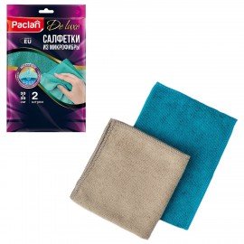 Салфетки из МИКРОФИБРЫ универсальные, 30х30 см, КОМПЛЕКТ 2шт, 240 г/м2, PACLAN, шк1700, 410310