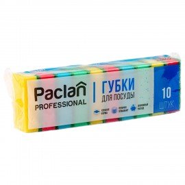 Губки для посуды 80х50х25 мм, КОМПЛЕКТ 10 шт, чистящий слой (абразив), PACLAN Professional, шк2333, 409017