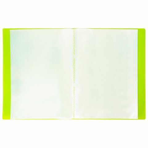 Папка 40 вкладышей BRAUBERG "Neon", 25 мм, неоновая зеленая, 700 мкм, 811821