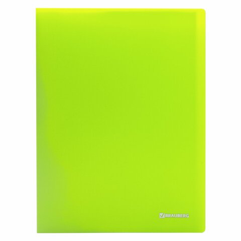 Папка 40 вкладышей BRAUBERG "Neon", 25 мм, неоновая зеленая, 700 мкм, 811821