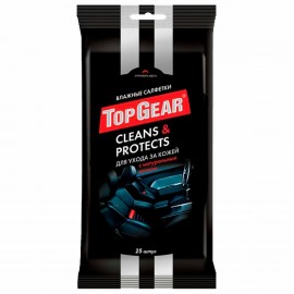 Салфетки влажные 25 шт., для уходом за кожей, TOP GEAR, TG-48237, 16091203