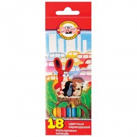 Карандаши цветные KOH-I-NOOR "Mole", 18 цв, шестигранные, грифель 3,2 мм, европодвес, 3653, 3653018046KS