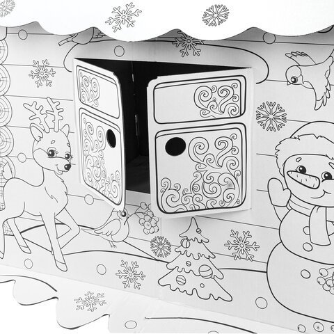 Картонный игровой развивающий Домик-раскраска "Новогодний", высота 130 см, BRAUBERG kids, 880365