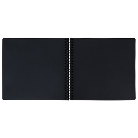 Фотоальбом 30х32 см, 48 черных листов, уголки, стикеры, ручка, клей, BRAUBERG Black Line, 880650