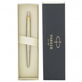 Ручка шариковая PARKER "Jotter Core Stainless Steel GT", ежедневник А5 синий, пакет, 880889