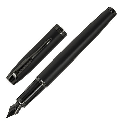 Ручка перьевая PARKER "IM Achromatic Black BT", ежедневник А5 черный, пакет, 880901