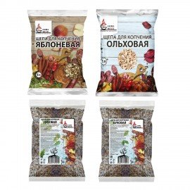 КОМПЛЕКТ щепы для копчения, ВЫГОДНАЯ УПАКОВКА, 4в1, Ольха, Бук, Яблоня, Дуб, 881194