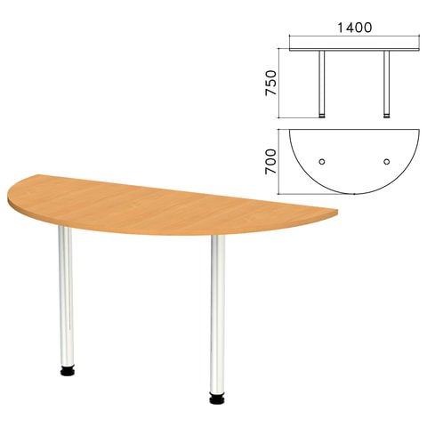 Стол приставной полукруг "Монолит", 1400х700х750 мм, цвет бук бавария (КОМПЛЕКТ)