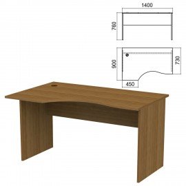 Стол эргономичный "Арго", 1400х900х760 мм, левый, орех (КОМПЛЕКТ)