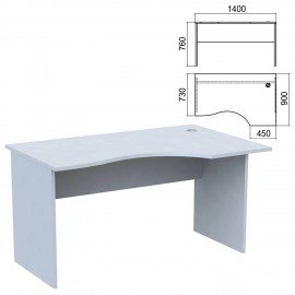 Стол эргономичный "Арго", 1400х900х760 мм, правый, серый (КОМПЛЕКТ)