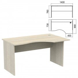 Стол эргономичный "Арго", 1400х900х760 мм, правый, ясень шимо (КОМПЛЕКТ)